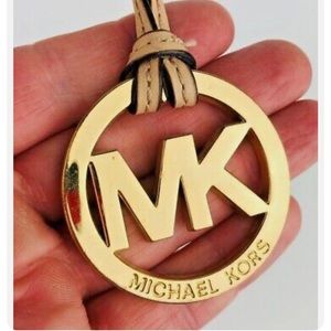 MK Michael Kors leather FOB hang tag logo charm keychain